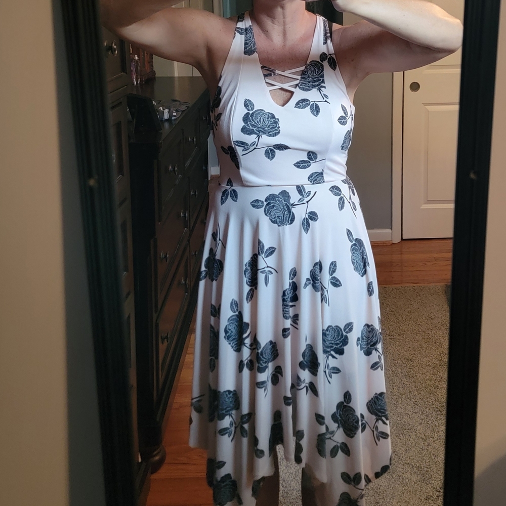 Candie's Black and White Floral High-Low Dress